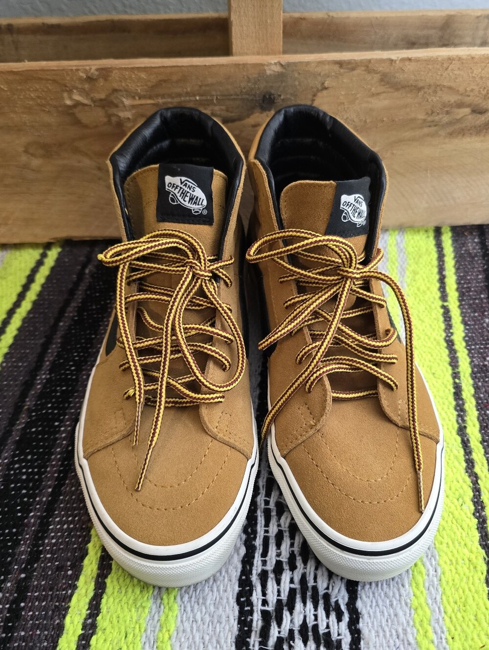 Vans Men's Suede High-Top Sneakers in Mustard Tan and Black Size:6.5 - Picture 2 of 8